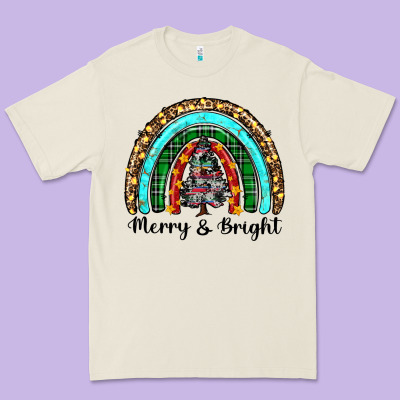 Merry And Bright Rainbow Christmas Premium Tee Designed By Ranaportraitstore