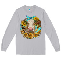 Moon Dust simmental heifer with sunflowers and leopard Long Sleeve Tee - LillyAllenDesigns