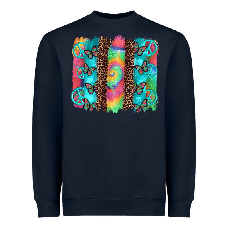 Hippie Peace Sign Butterfly Leopard And Tie Dye Brushstroke Heavyweight Sweatshirt by Artiststas | Teevron