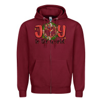 Burgundy joy to the world Zipper Hoodie - MaliasSmallBusiness
