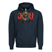 Navy joy to the world Zipper Hoodie - MaliasSmallBusiness