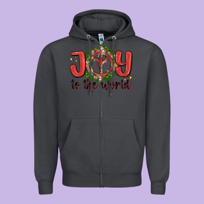 Joy To The World Zipper Hoodie Designed By Maliassmallbusiness