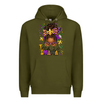 Army Green mardi gras mama afro messy bun Premium Hoodie - texasbilliewilder