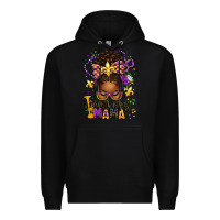 Black mardi gras mama afro messy bun Premium Hoodie - texasbilliewilder