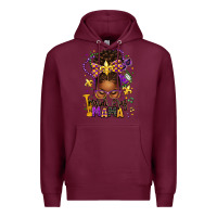 Burgundy mardi gras mama afro messy bun Premium Hoodie - texasbilliewilder