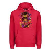 Cardinal mardi gras mama afro messy bun Premium Hoodie - texasbilliewilder
