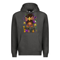 Charcoal Heather mardi gras mama afro messy bun Premium Hoodie - texasbilliewilder