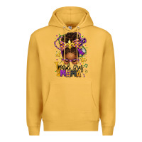 Mustard mardi gras mama afro messy bun Premium Hoodie - texasbilliewilder