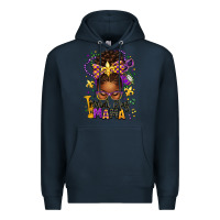 Navy mardi gras mama afro messy bun Premium Hoodie - texasbilliewilder