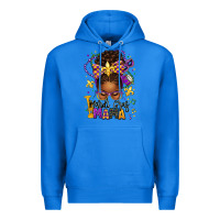 True Royal mardi gras mama afro messy bun Premium Hoodie - texasbilliewilder