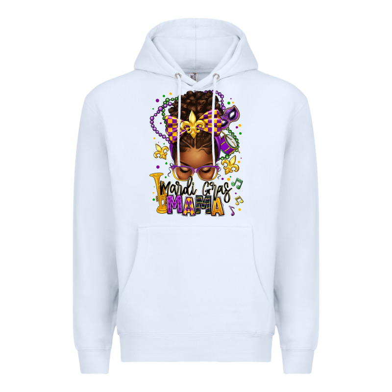 Mardi Gras Mama Afro Messy Bun Premium Hoodie by texasbilliewilder | Teevron