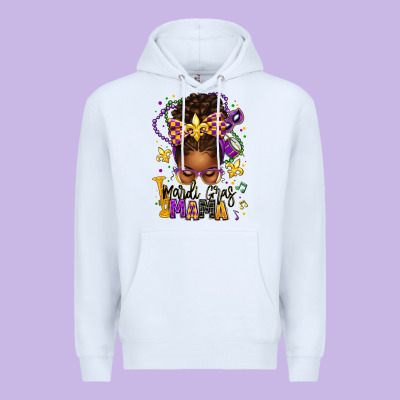 Mardi Gras Mama Afro Messy Bun Premium Hoodie Designed By Texasbilliewilder