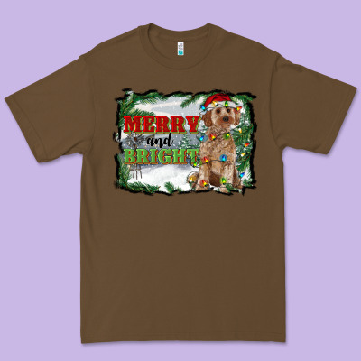 Merry And Bright Cockapoo Premium Tee Designed By Ranaportraitstore