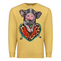 Antique Gold baby pig with leopard heart Premium Sweatshirt - BarkalooDesign