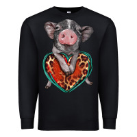Black baby pig with leopard heart Premium Sweatshirt - BarkalooDesign