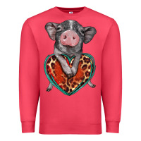 Cardinal baby pig with leopard heart Premium Sweatshirt - BarkalooDesign