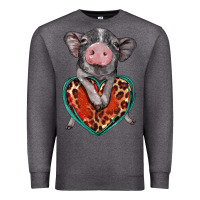 Charcoal Heather baby pig with leopard heart Premium Sweatshirt - BarkalooDesign
