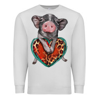 Dove Grey baby pig with leopard heart Premium Sweatshirt - BarkalooDesign