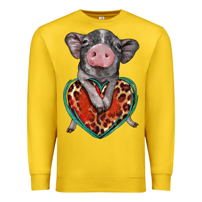 Baby Pig With Leopard Heart Premium Sweatshirt by BarkalooDesign | Teevron