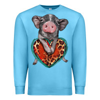 Ocean Blue baby pig with leopard heart Premium Sweatshirt - BarkalooDesign