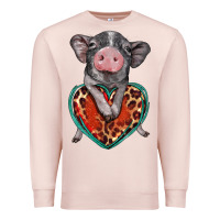 Pale Pink baby pig with leopard heart Premium Sweatshirt - BarkalooDesign
