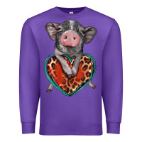 Purple baby pig with leopard heart Premium Sweatshirt - BarkalooDesign