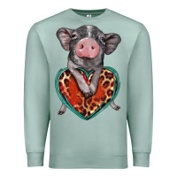 Seafoam baby pig with leopard heart Premium Sweatshirt - BarkalooDesign
