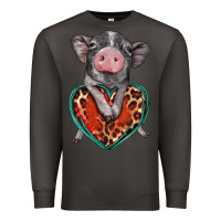 Smoke baby pig with leopard heart Premium Sweatshirt - BarkalooDesign