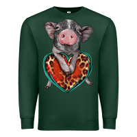 Sports Green baby pig with leopard heart Premium Sweatshirt - BarkalooDesign