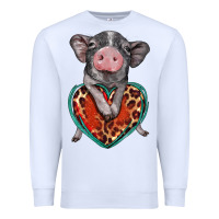 White baby pig with leopard heart Premium Sweatshirt - BarkalooDesign