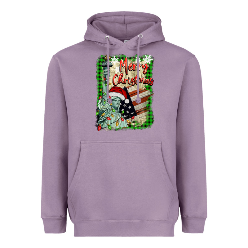 Merry Christmas  Statue Of Liberty Heavyweight Hoodie by BarkalooDesign | Teevron