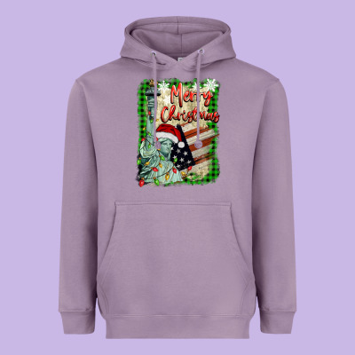 Merry Christmas  Statue Of Liberty Heavyweight Hoodie Designed By Barkaloodesign