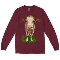 Burgundy simmental heifer Long Sleeve Tee - LillyAllenDesigns