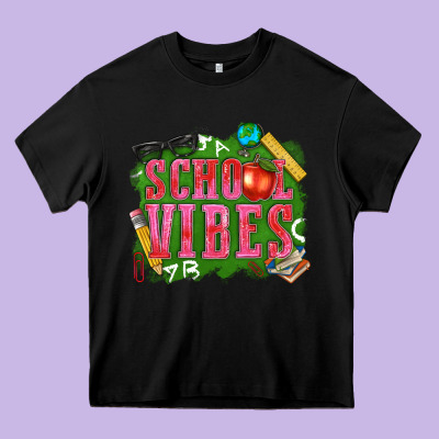 School Vibes Heavy Core Tee Designed By Texasbilliewilder