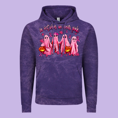 In October We Wear Pink Ghosts Vintage Hoodie Designed By Adodesignshop