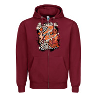 Burgundy checkered retro basketball Zipper Hoodie - MaliasSmallBusiness