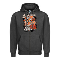 Charcoal Heather checkered retro basketball Zipper Hoodie - MaliasSmallBusiness