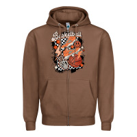 Chestnut checkered retro basketball Zipper Hoodie - MaliasSmallBusiness