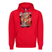 Red checkered retro basketball Zipper Hoodie - MaliasSmallBusiness