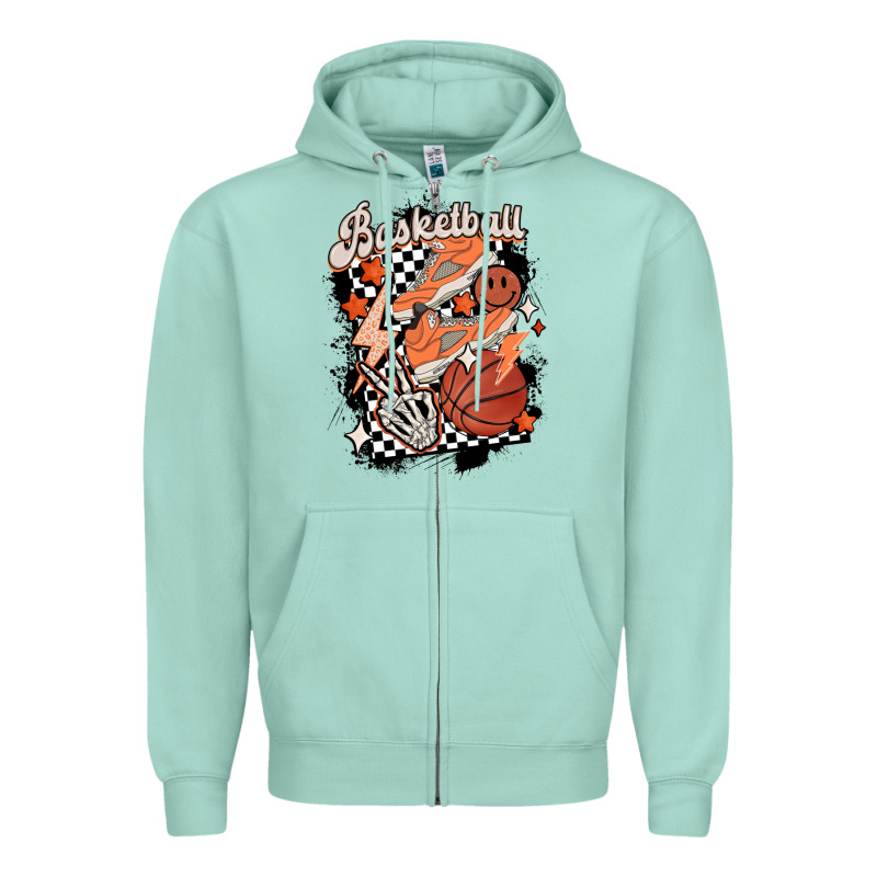 Checkered Retro Basketball Zipper Hoodie by MaliasSmallBusiness | Teevron