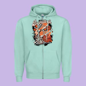Checkered Retro Basketball Zipper Hoodie Designed By Maliassmallbusiness