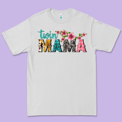 Twin Mama With Flowers Premium Tee Designed By Texasbilliewilder