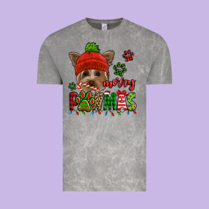 Merry Pawmas Christmas Yorkie Vintage Tee Designed By Jasminsmagicworld