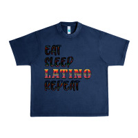 Navy eat sleep latino repeat Urban Heavy Tee - BundleAndBundleShop