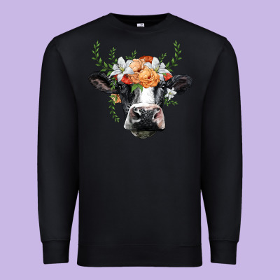 Holstein Cow Head Premium Sweatshirt Designed By Barkaloodesign