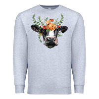 Heather Grey holstein cow head Premium Sweatshirt - BarkalooDesign