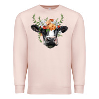 Pale Pink holstein cow head Premium Sweatshirt - BarkalooDesign
