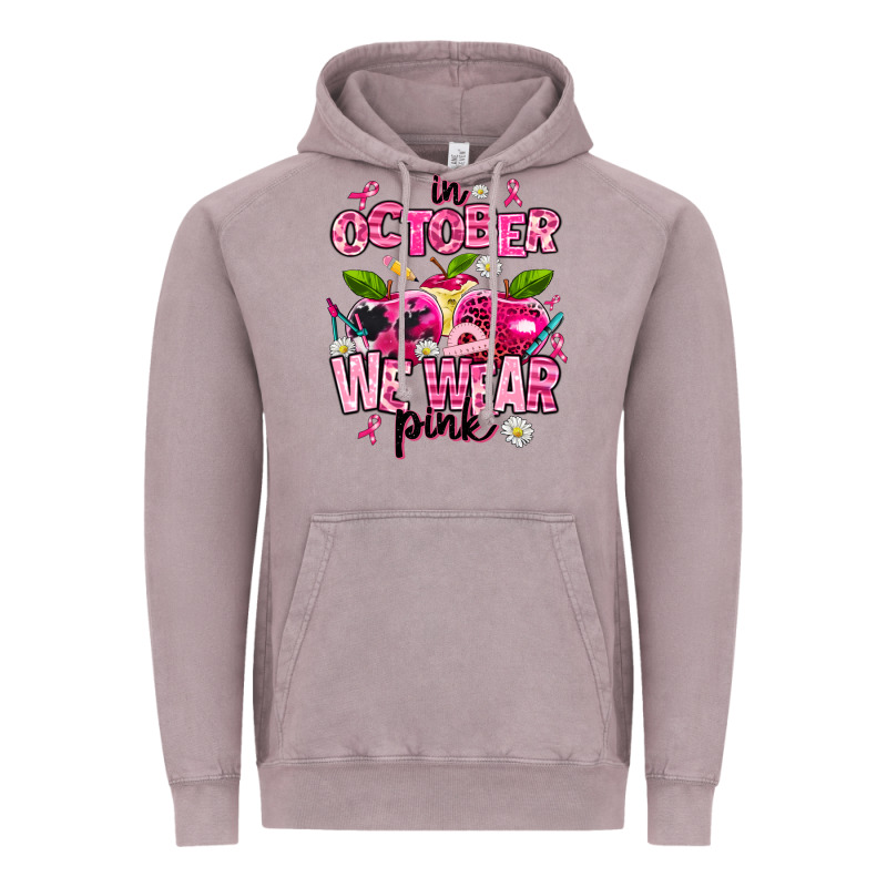 In October We Wear Pink Teachers Vintage Hoodie by AdoDesignShop | Teevron