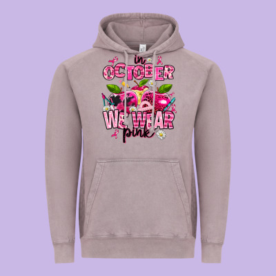 In October We Wear Pink Teachers Vintage Hoodie Designed By Adodesignshop