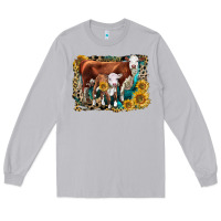Moon Dust Hereford Cow and Hereford Calf With Leopard Long Sleeve Tee - LillyAllenDesigns